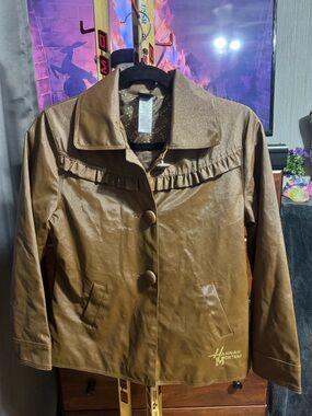Disney! Hannah Montana! Girls Brown Faux Leather Jacket!! 10/12! Y2K!